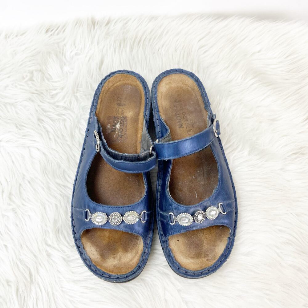 Naot 6 6.5 US 37 EU Womens Navy Blue Kyra Polar Sea Leather Comfort Sandals - Picture 6 of 12